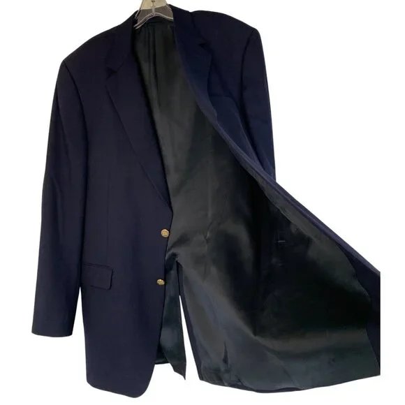 Burberrys Mens Vintage Navy Blazer Size 44 XLong Wool USA EUC